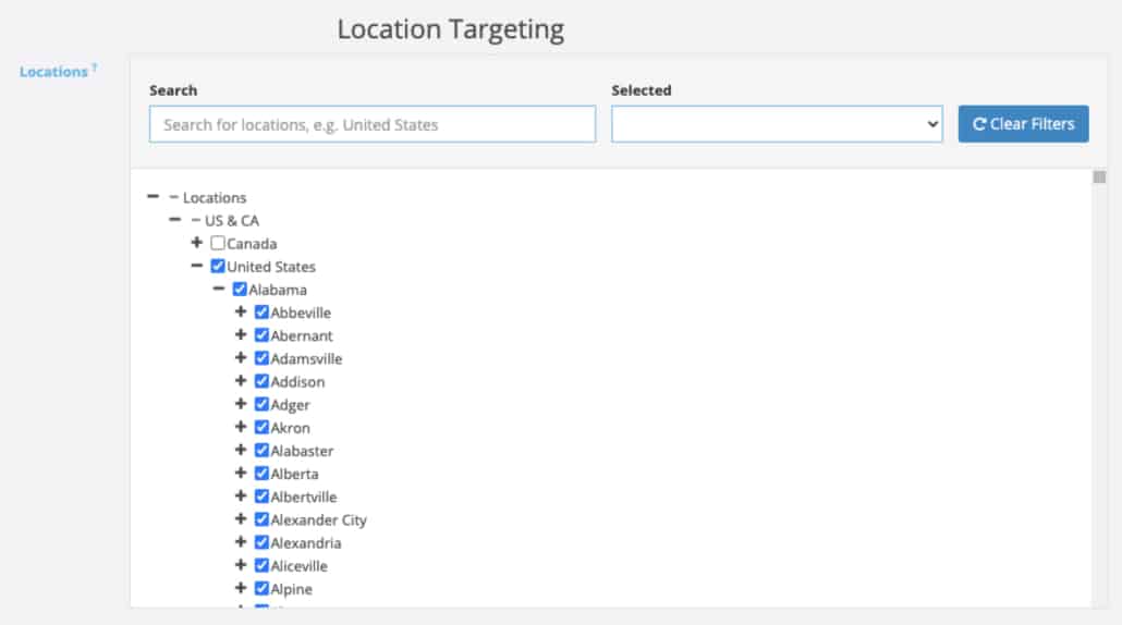 pop campaign location targeting