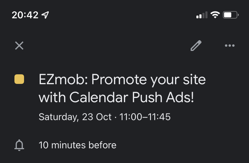 calendar push notification ads