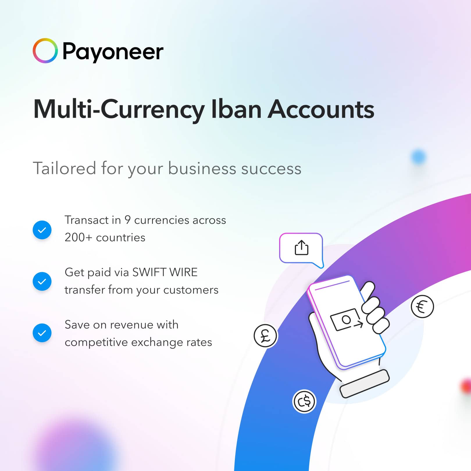 Payoneer multi-currency accounts promotion for international business payments